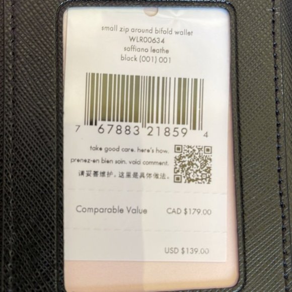 Kate Spade Staci Small Zip Around Bifold Wallet Black - Picture 16 of 16